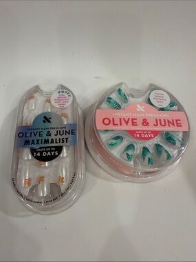 2 packs- Green Marble and Gold Instant Mani Press-Ons - 14 Day Wear